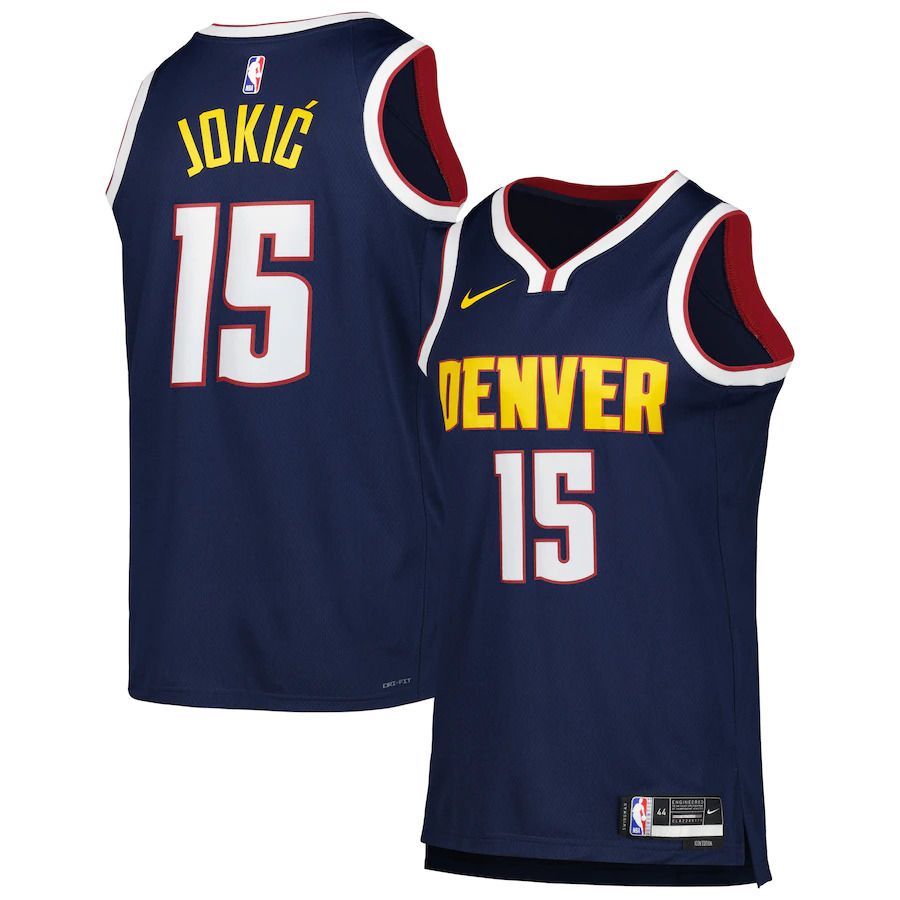 Men Denver Nuggets 15 Nikola Jokic Nike Navy Icon Edition 2022-23 Swingman NBA Jersey